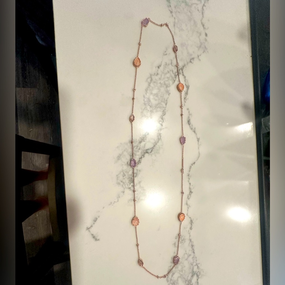 Elegant Karen Scott Purple and Orange Beaded Necklace